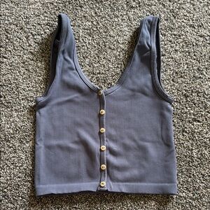 Nikibiki Ribbed Button Down Crop Top